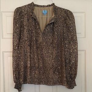CeCe Brown Leopard Print Blouse